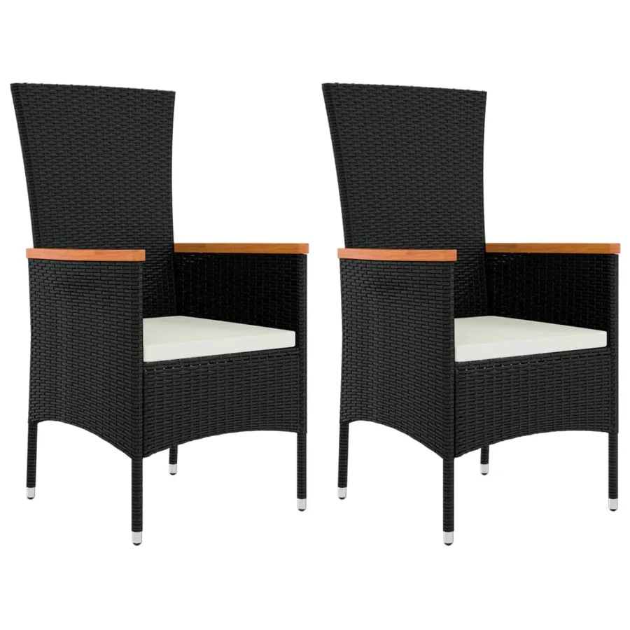 Ensemble de salon de jardin 3 pcs noir poly rotin et acier - 4
