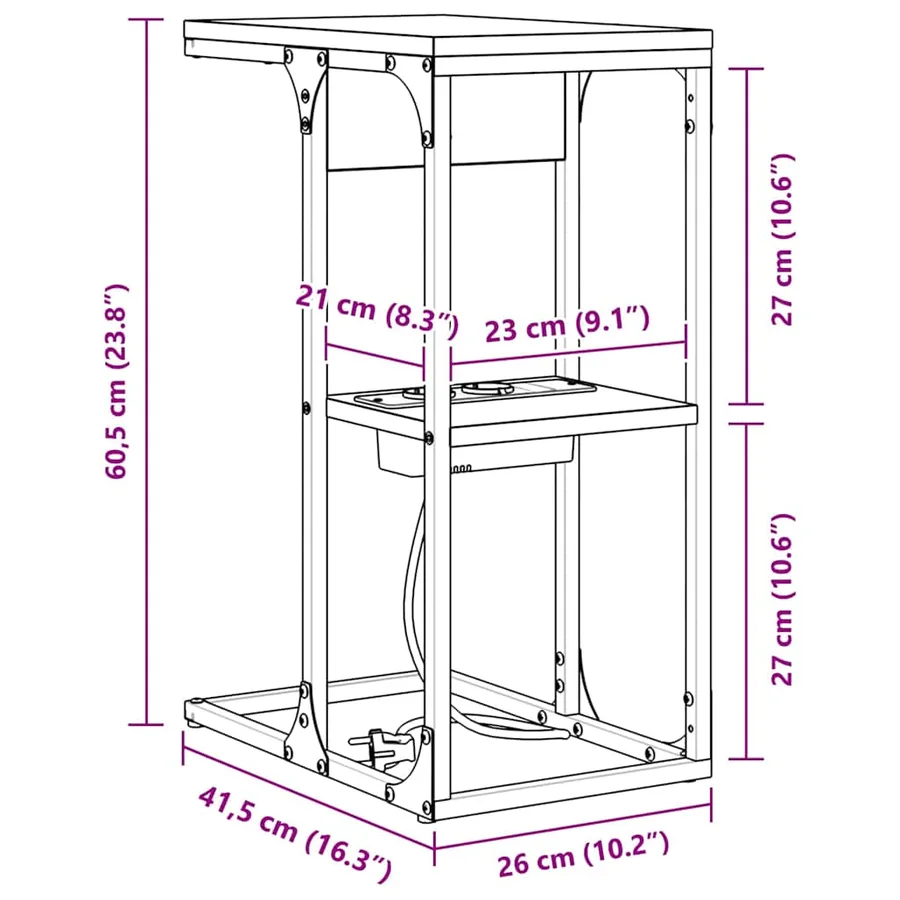 Cabinet de chevet Chêne brun 41,5 x 26 x 60,5 cm - 13