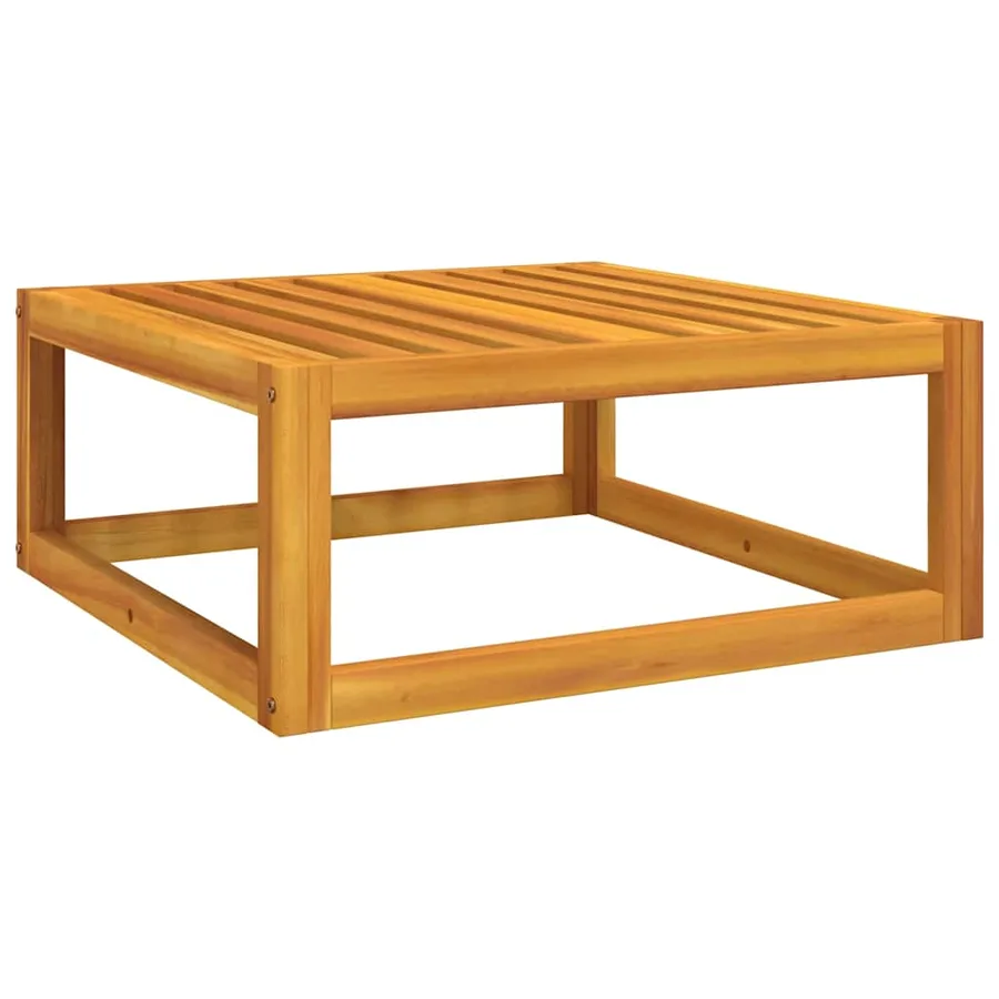 Repose-pied de jardin avec coussin taupe bois massif d'acacia - 6