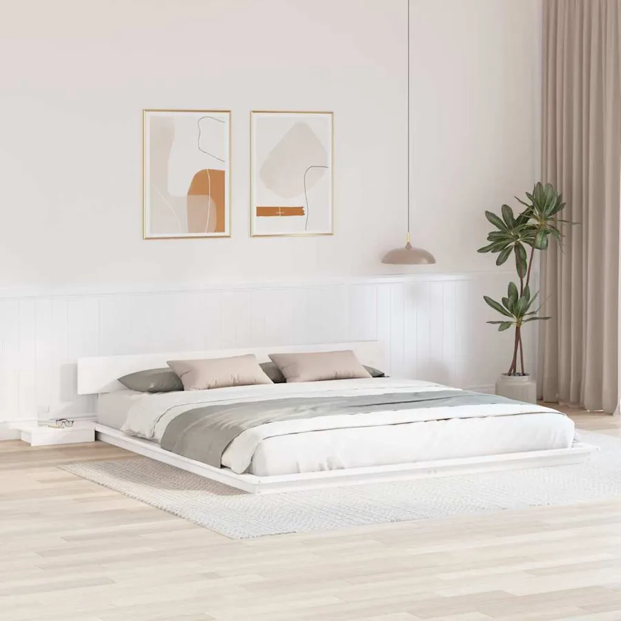 Cadre de lit Blanc 200 x 200 cm bois