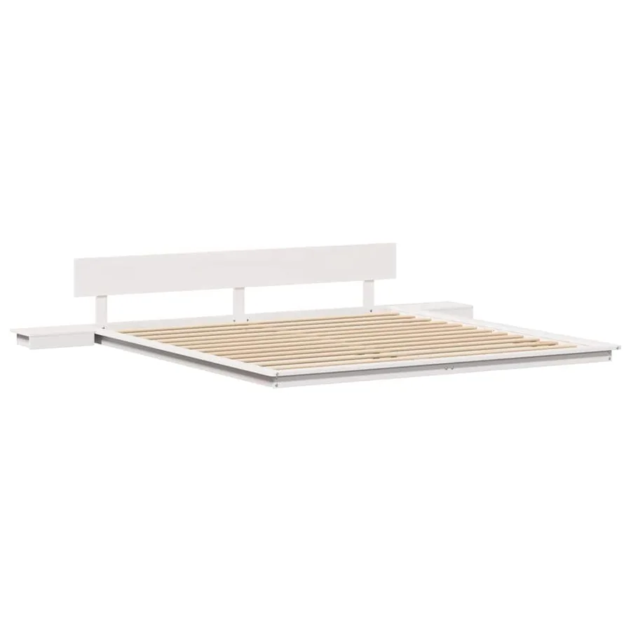 Cadre de lit Blanc 200 x 200 cm bois - 4