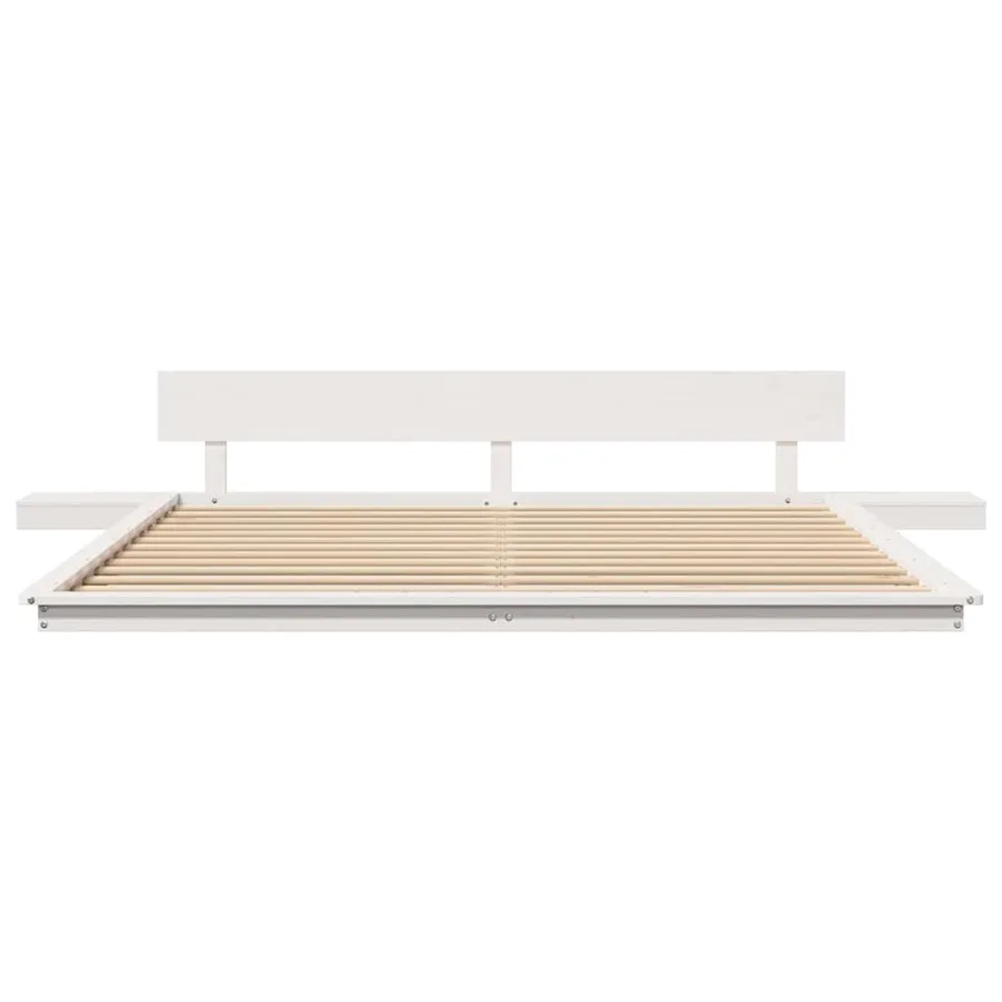 Cadre de lit Blanc 200 x 200 cm bois - 5