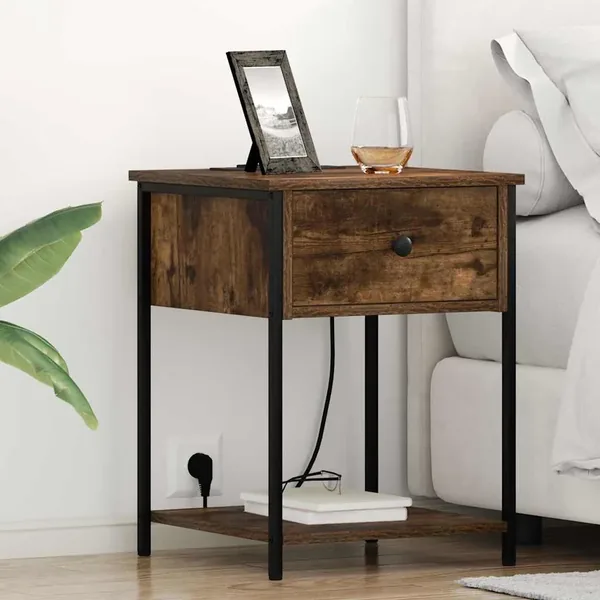 Cabinet de chevet Chêne fumé 42 x 41 x 56 cm Bois d'ingénierie