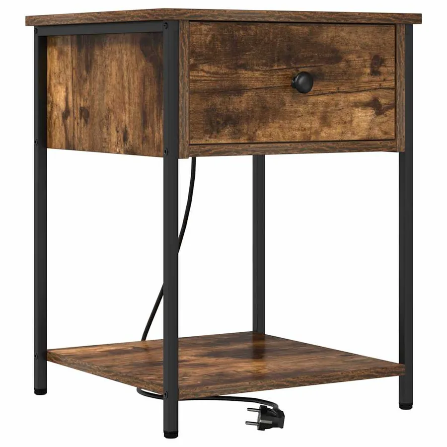 Cabinet de chevet Chêne fumé 42 x 41 x 56 cm Bois d'ingénierie - 2
