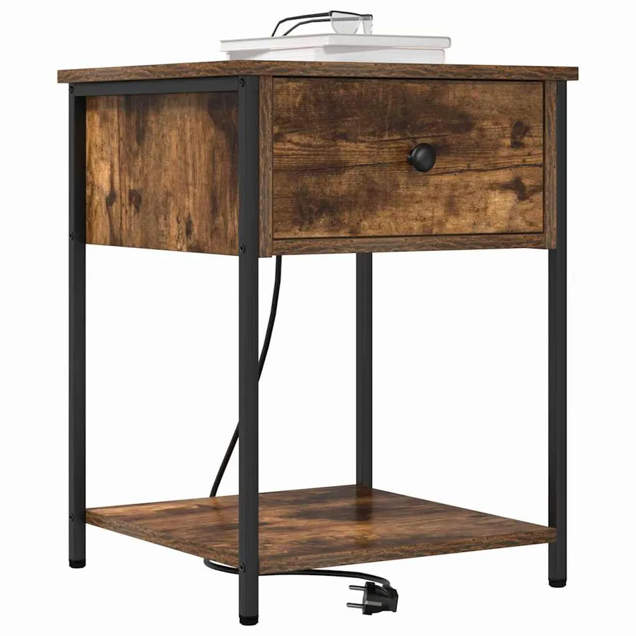 Cabinet de chevet Chêne fumé 42 x 41 x 56 cm Bois d'ingénierie - 3