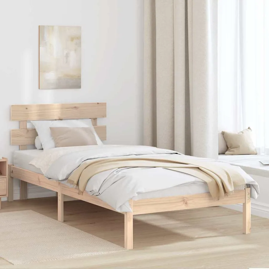 Cadre de lit Marron 75 x 190 cm Bois de pin massif