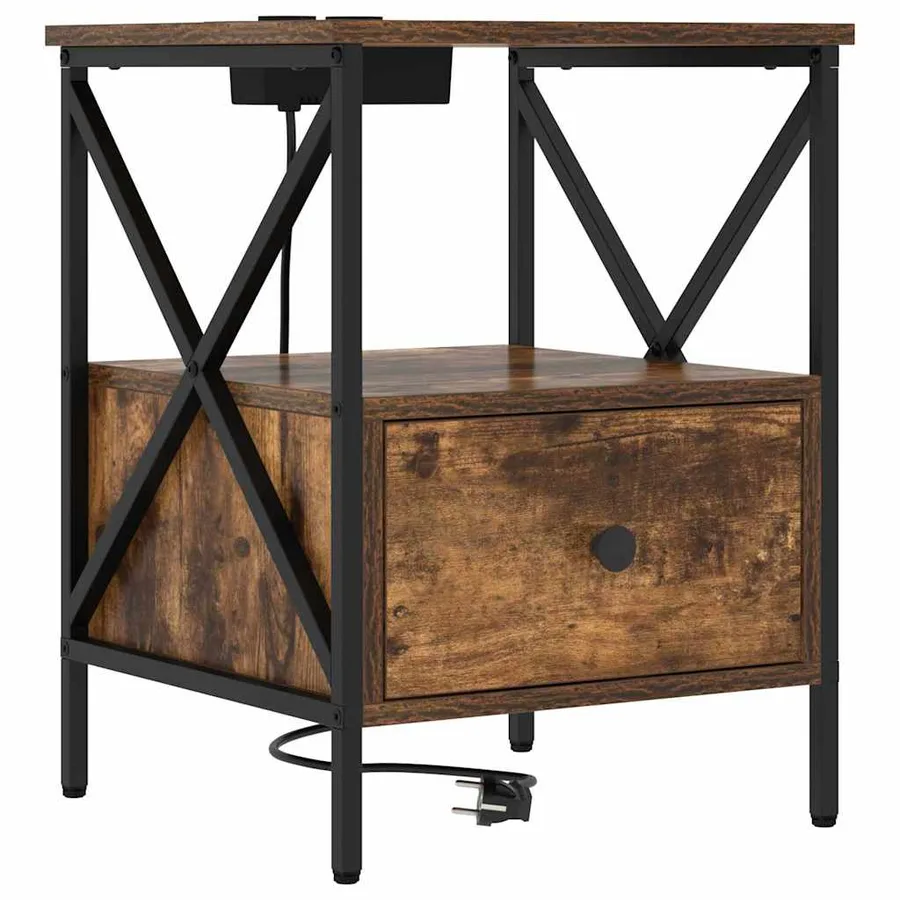 Cabinet de chevet avec tiroir Chêne fumé 41,5 x 40,5 x 55 cm - 2