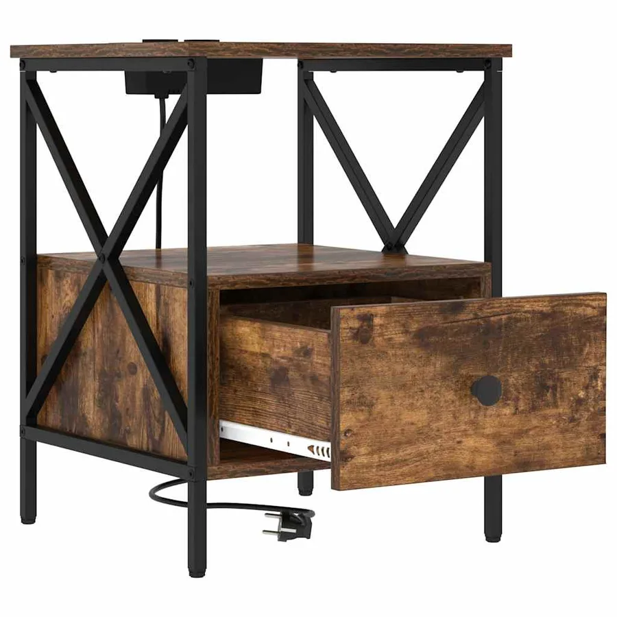 Cabinet de chevet avec tiroir Chêne fumé 41,5 x 40,5 x 55 cm - 5