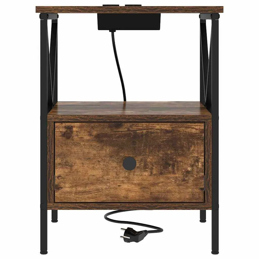 Cabinet de chevet avec tiroir Chêne fumé 41,5 x 40,5 x 55 cm - 6