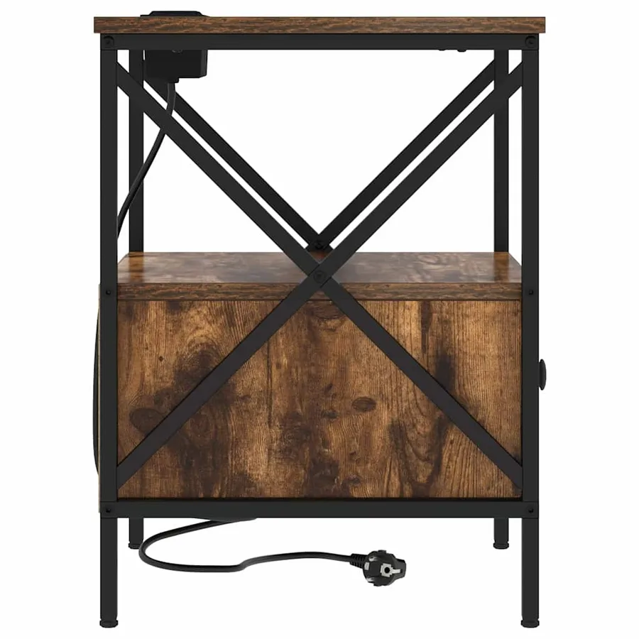 Cabinet de chevet avec tiroir Chêne fumé 41,5 x 40,5 x 55 cm - 7