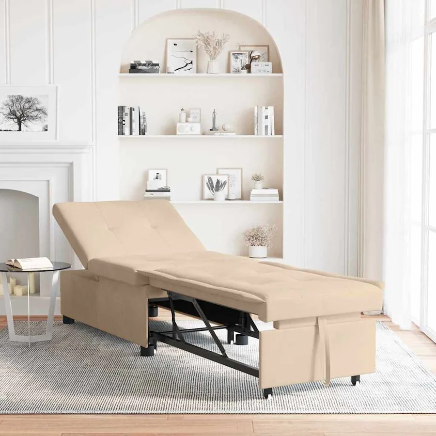Canapé-lit escamotable Crème 194 x 67 x 82 cm Microfibre