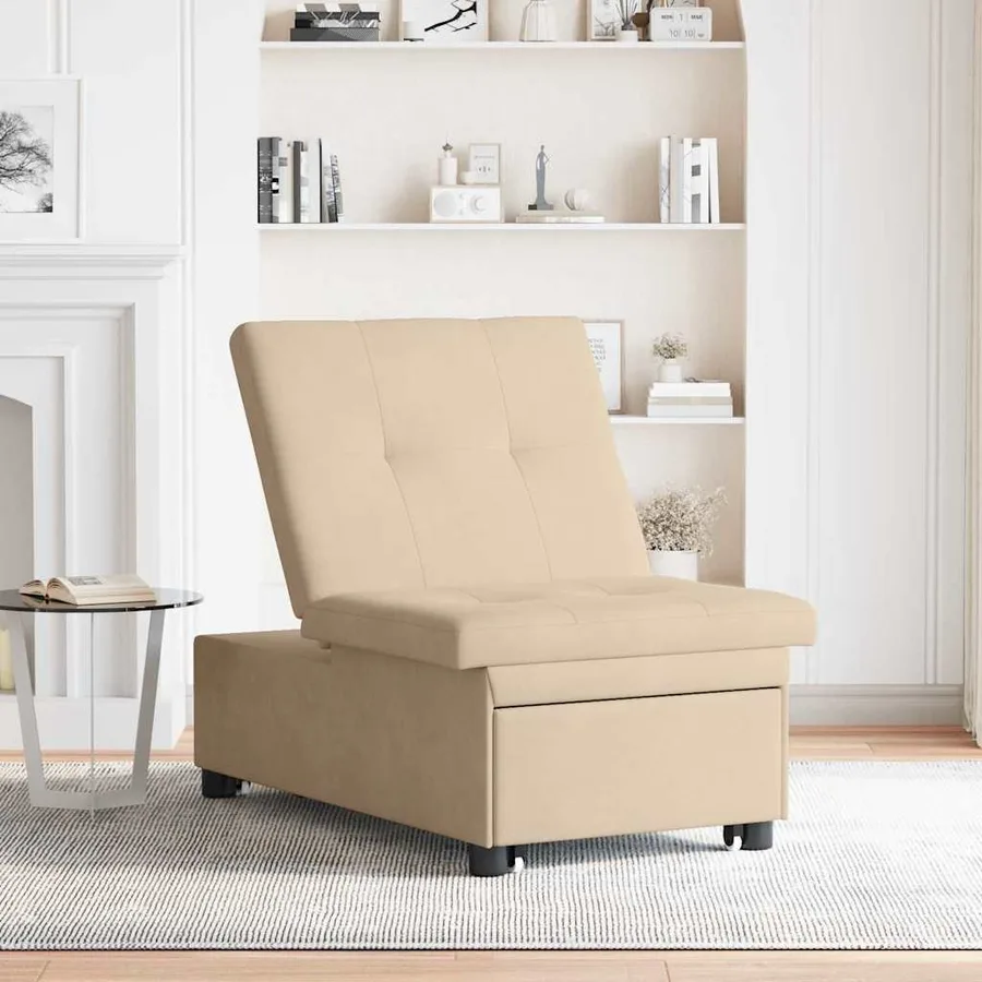Canapé-lit escamotable Crème 194 x 67 x 82 cm Microfibre - 3