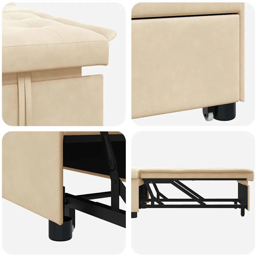 Canapé-lit escamotable Crème 194 x 67 x 82 cm Microfibre - 7