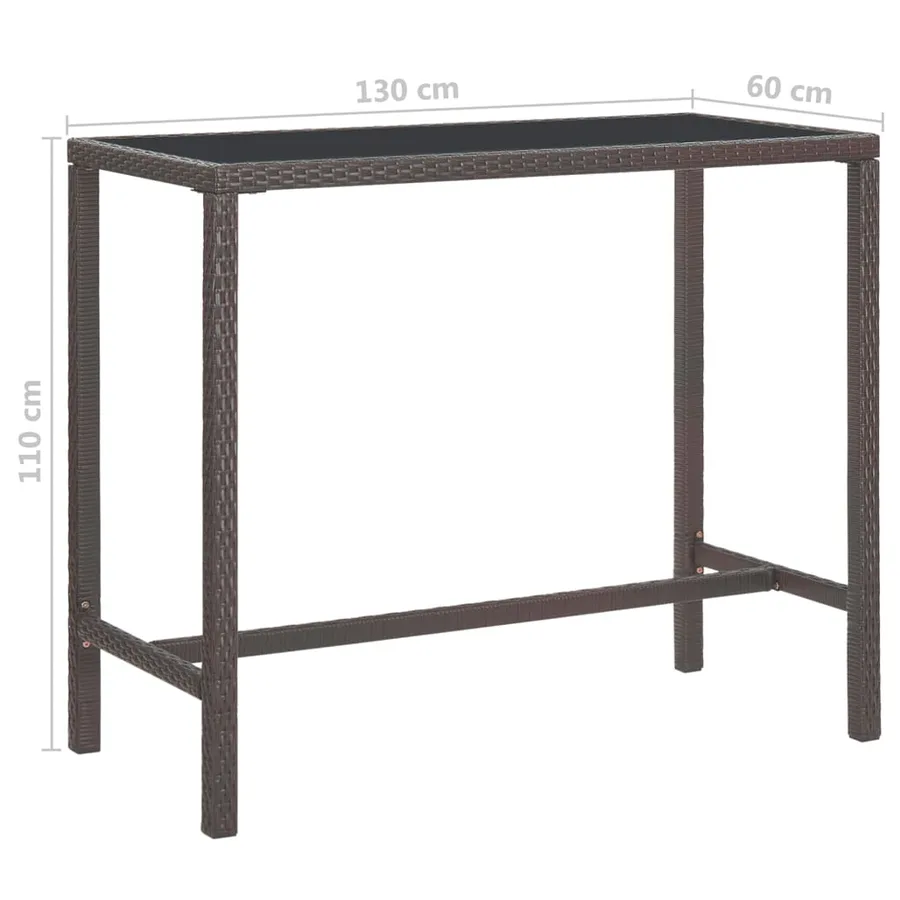 Ensemble de bar de jardin 7pcs coussins Résine tressée Marron - 10