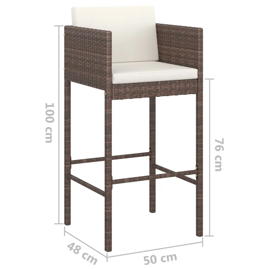Ensemble de bar de jardin 7pcs coussins Résine tressée Marron - 9