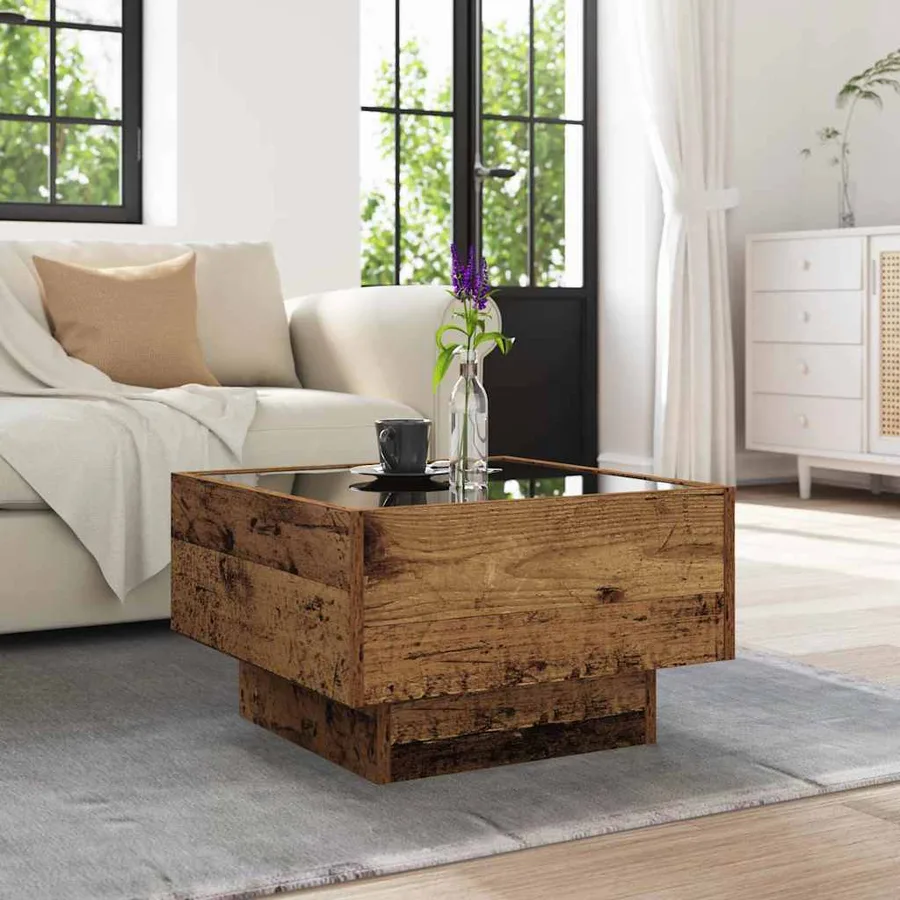 Table basse Bois ancien 50 x 50 x 30 cm Bois d'ingénierie - 5