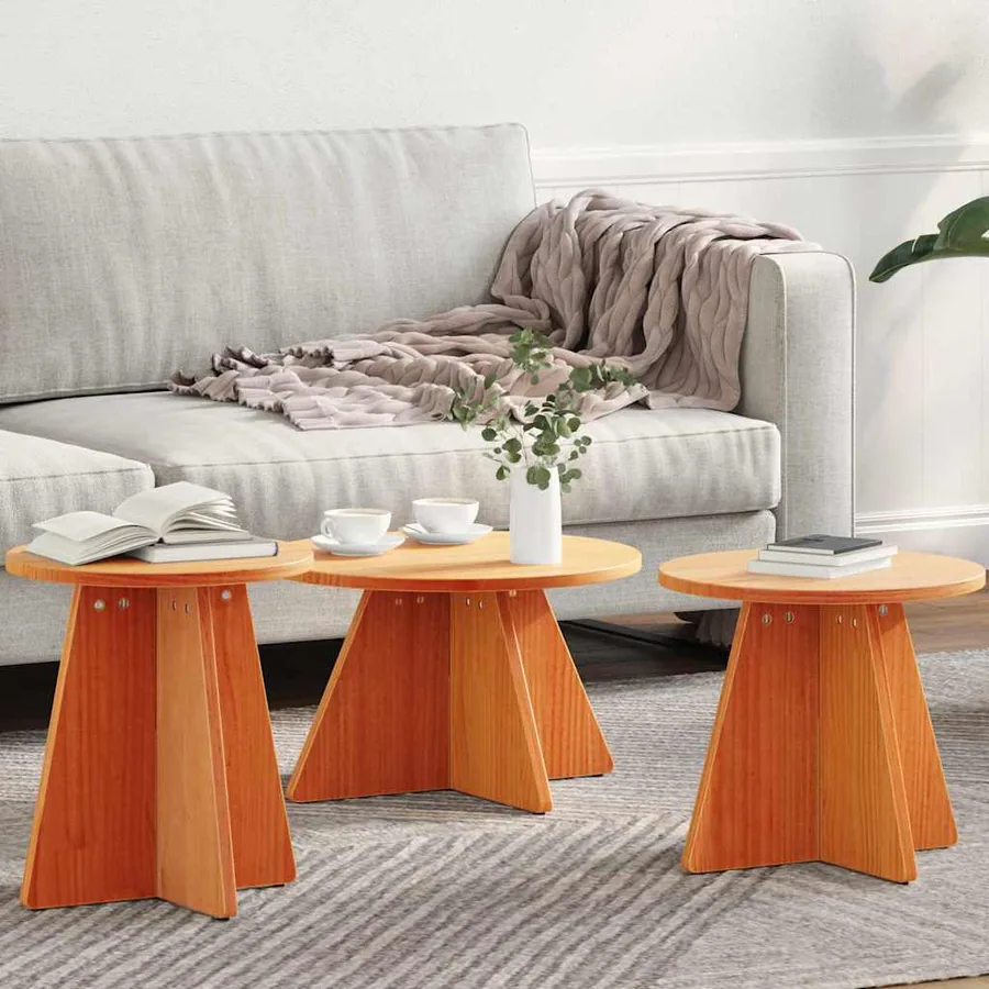Table basse 3 pcs Brun cire