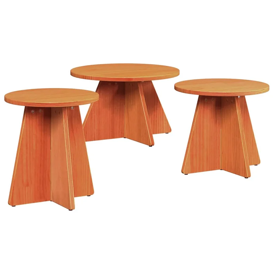 Table basse 3 pcs Brun cire - 2