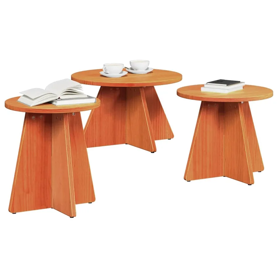 Table basse 3 pcs Brun cire - 3
