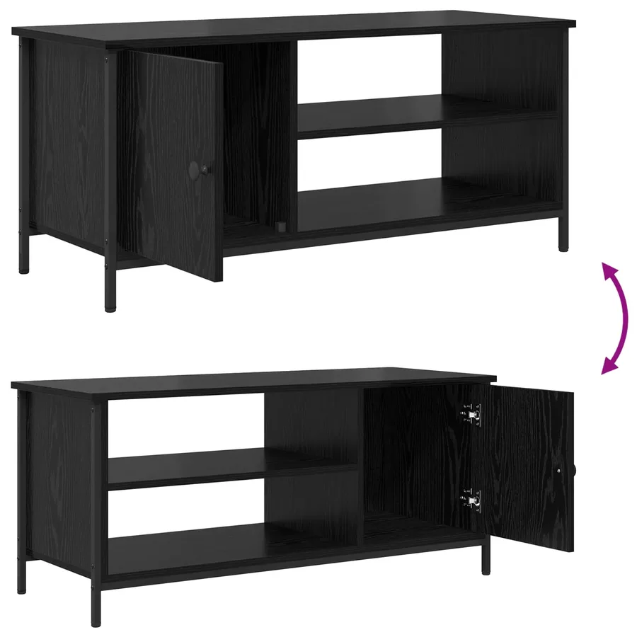 Meuble TV Chêne noir 100 x 40 x 45 cm Bois d'ingénierie - 11