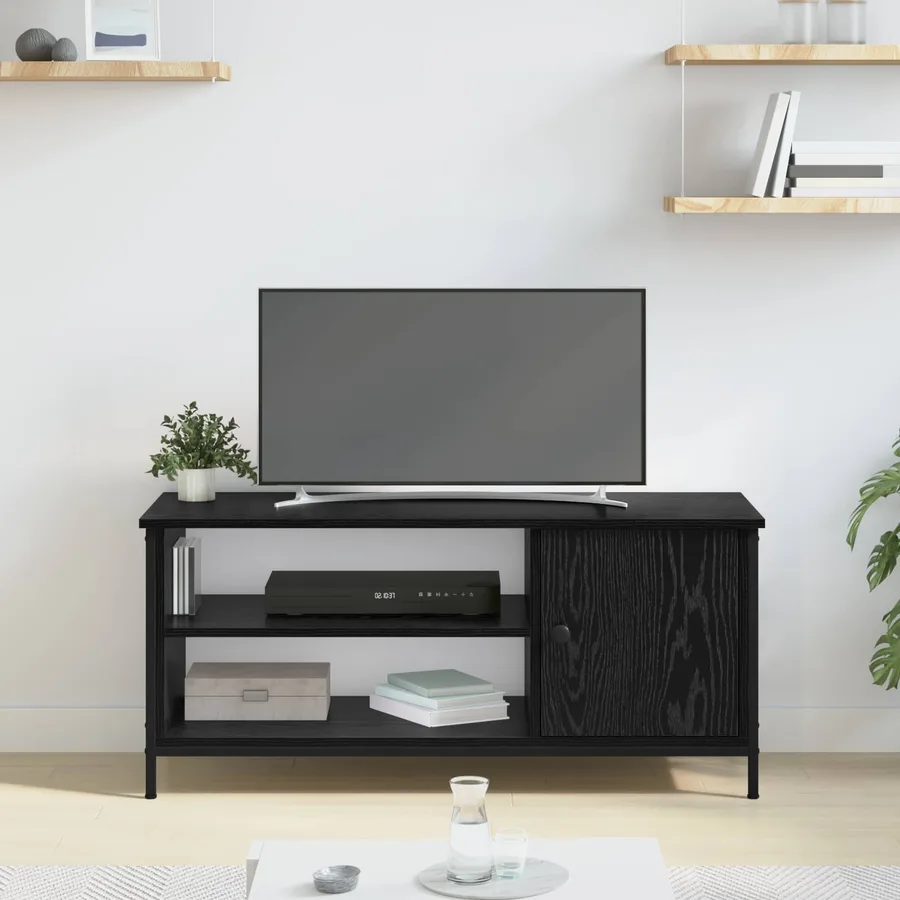 Meuble TV Chêne noir 100 x 40 x 45 cm Bois d'ingénierie - 4