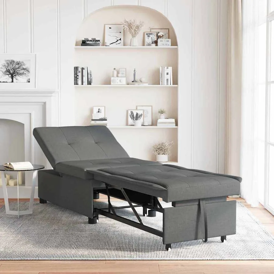 Canapé-lit escamotable Gris foncé 194 x 50 x 82 cm tissu