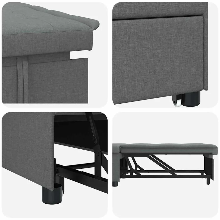 Canapé-lit escamotable Gris foncé 194 x 50 x 82 cm tissu - 5