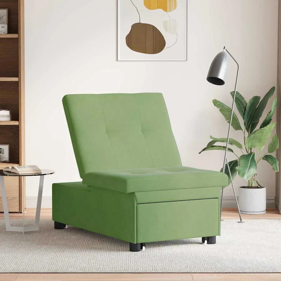Canapé-Lit Vert clair 194 x 67 x 82 cm Velours - 3