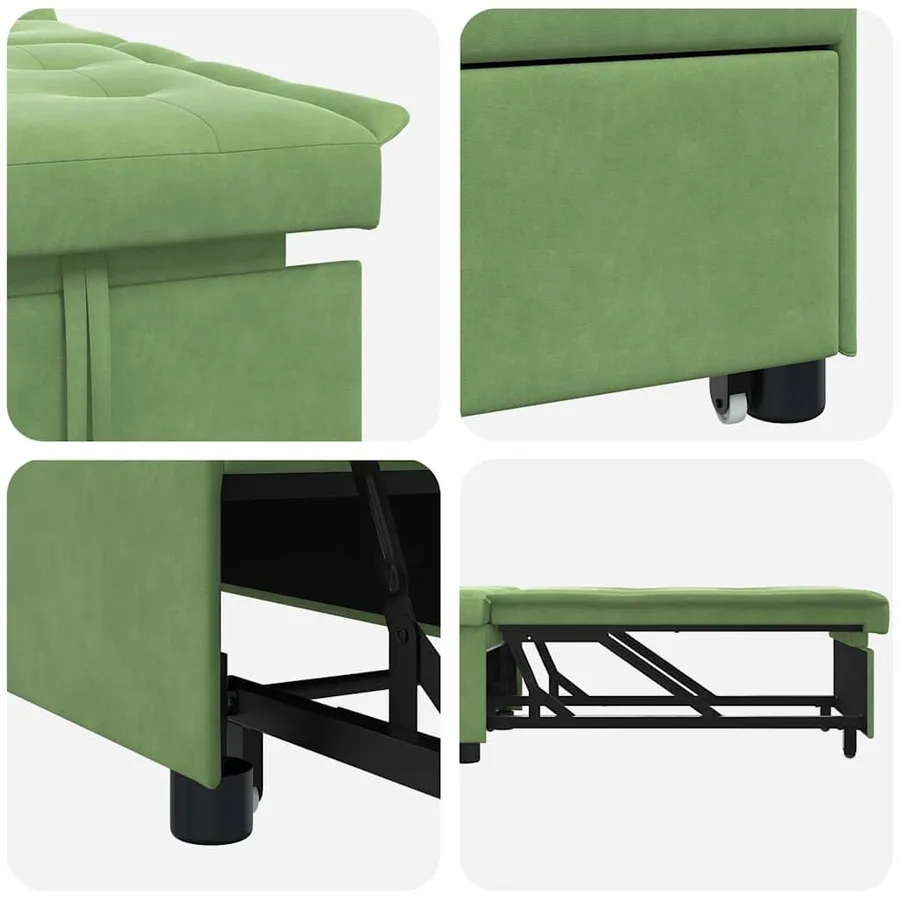 Canapé-Lit Vert clair 194 x 67 x 82 cm Velours - 7