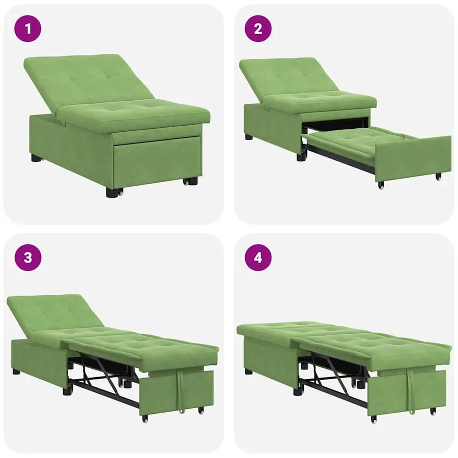 Canapé-Lit Vert clair 194 x 67 x 82 cm Velours - 9