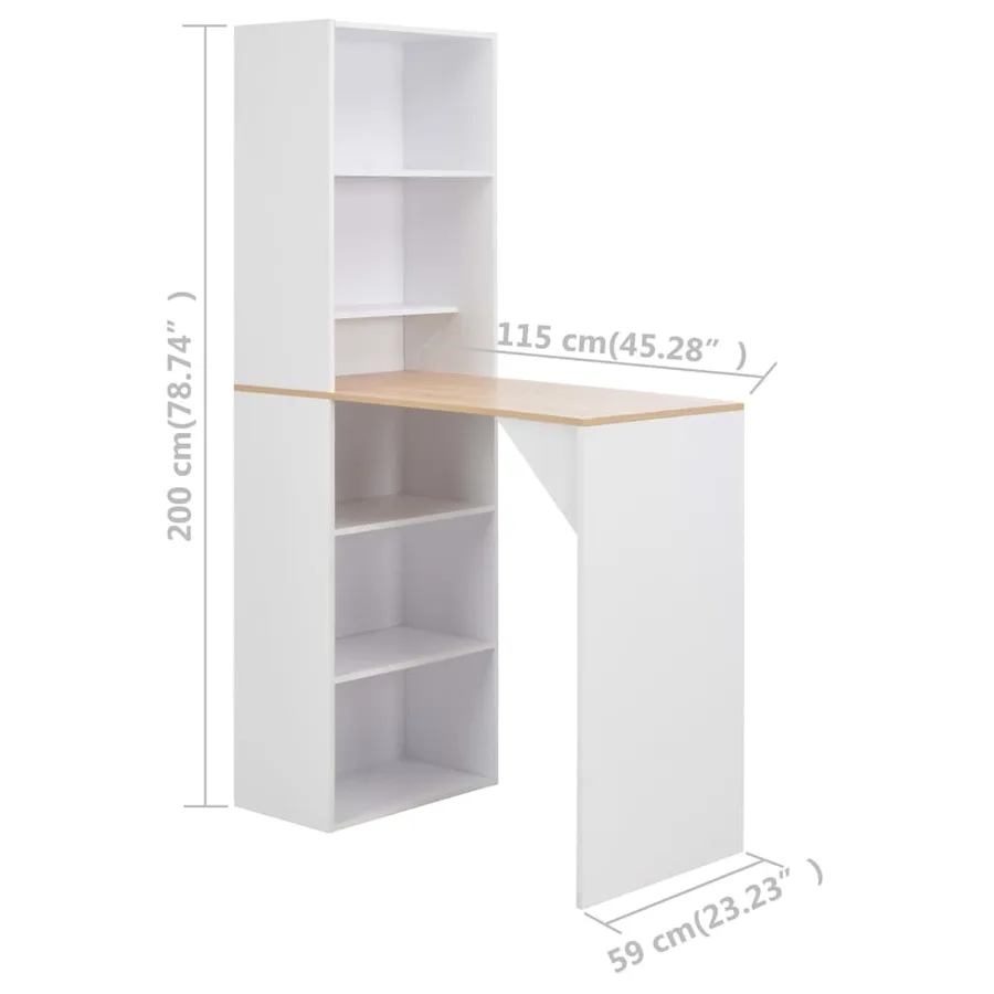 Table de bar avec armoire Blanc 115x59x200 cm - 6