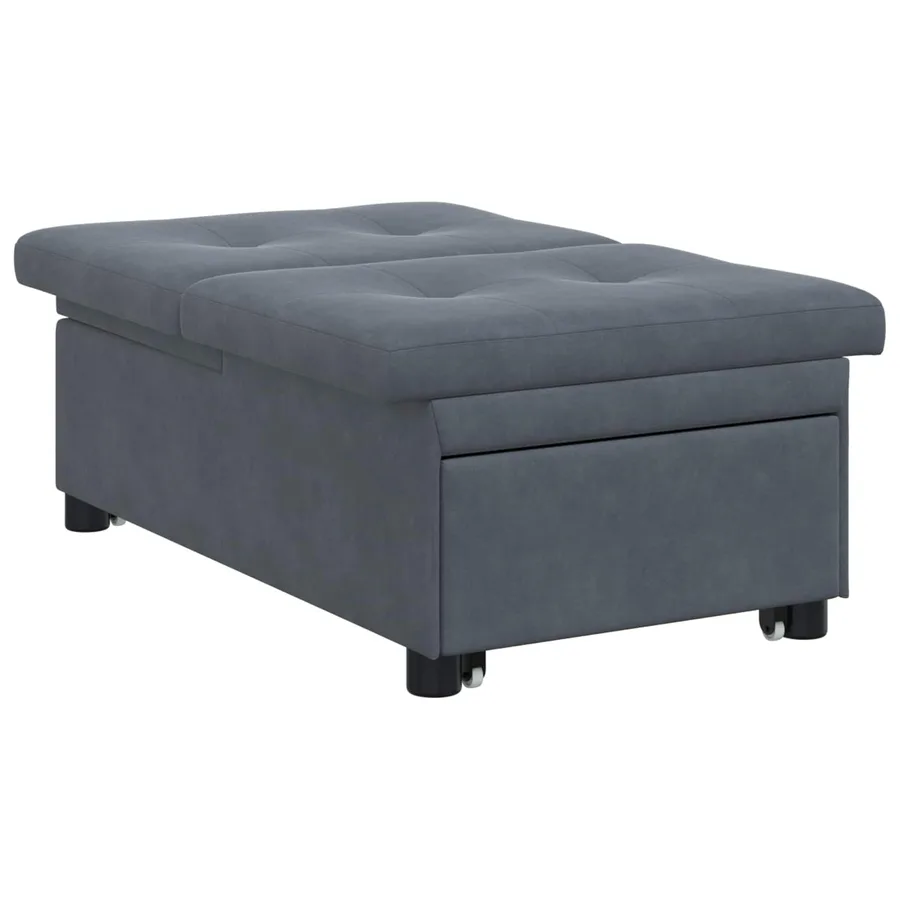 Canapé-Lit Gris foncé 194 x 67 x 82 cm Velours - 2