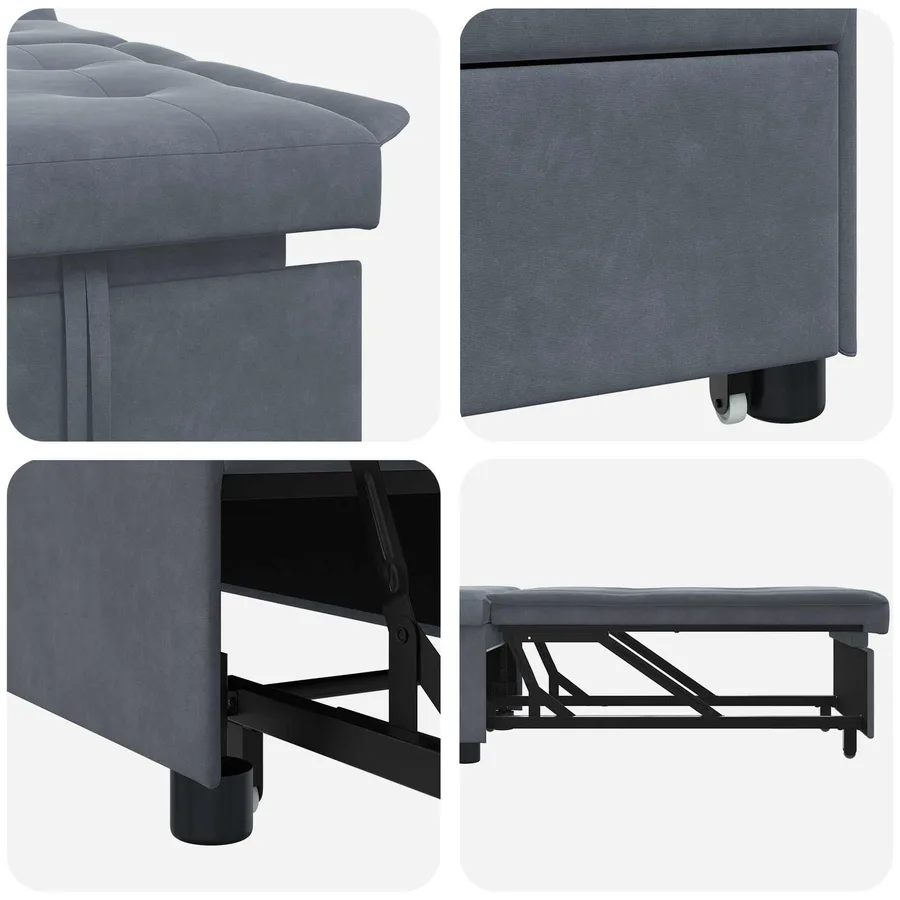 Canapé-Lit Gris foncé 194 x 67 x 82 cm Velours - 5
