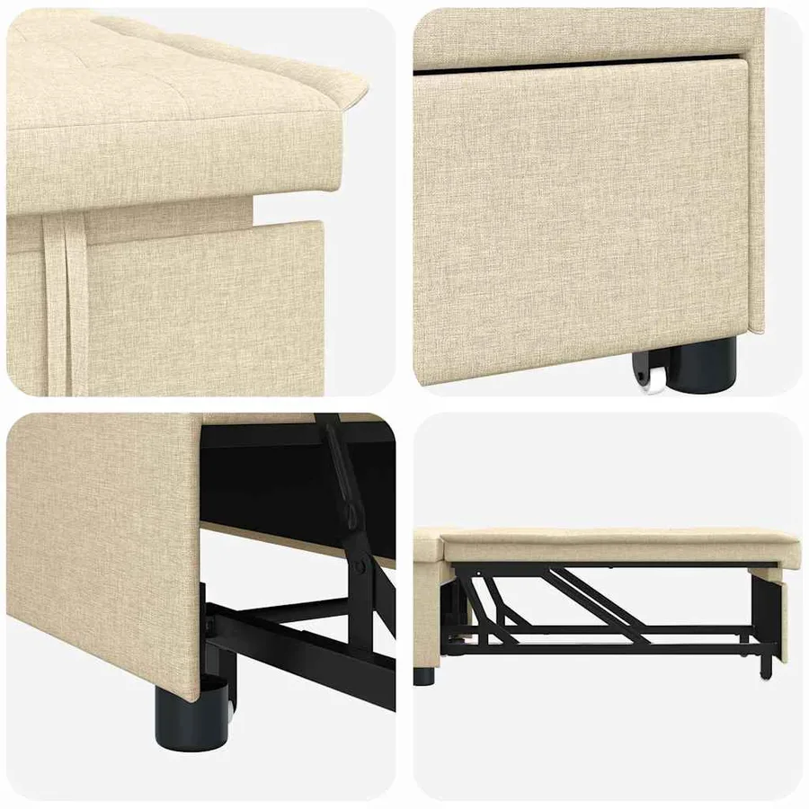Canapé-lit escamotable Crème 194 x 50 x 82 cm tissu - 5