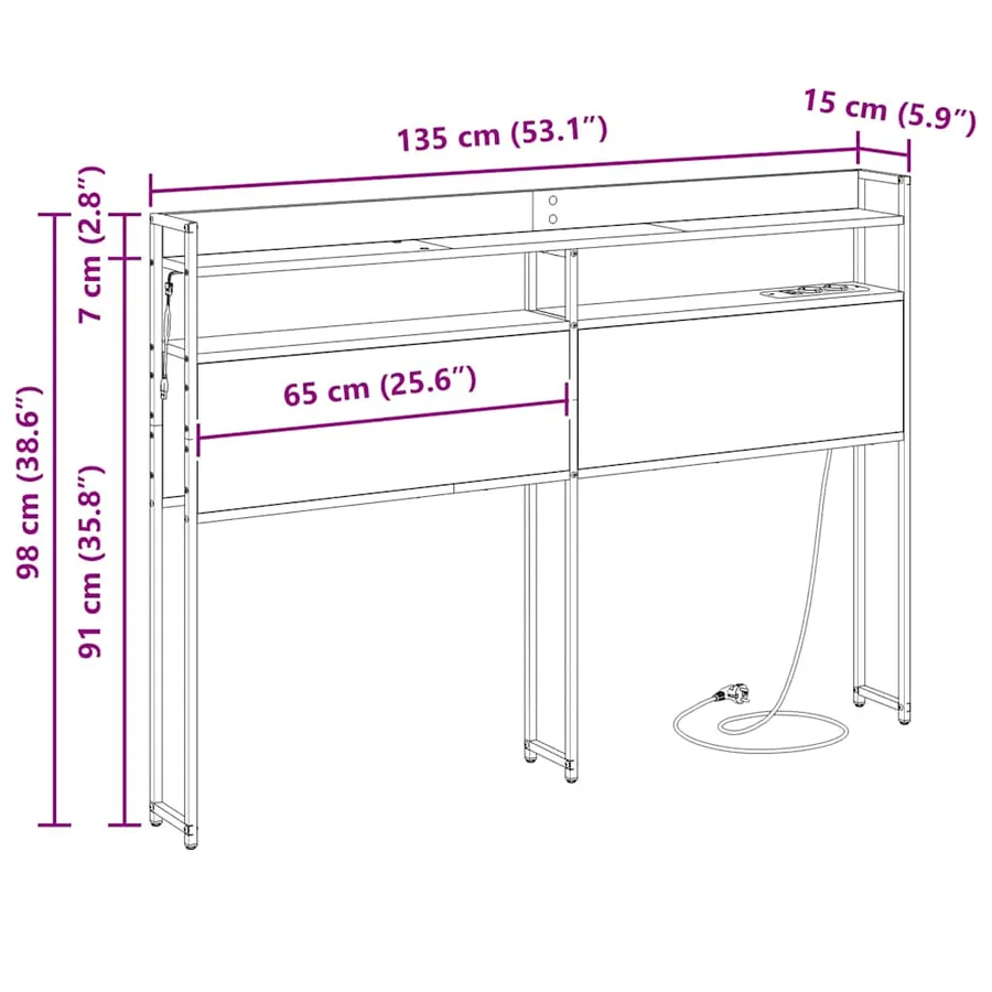 Tête de lit de rangement Chêne noir Bois d'ingénierie - 15