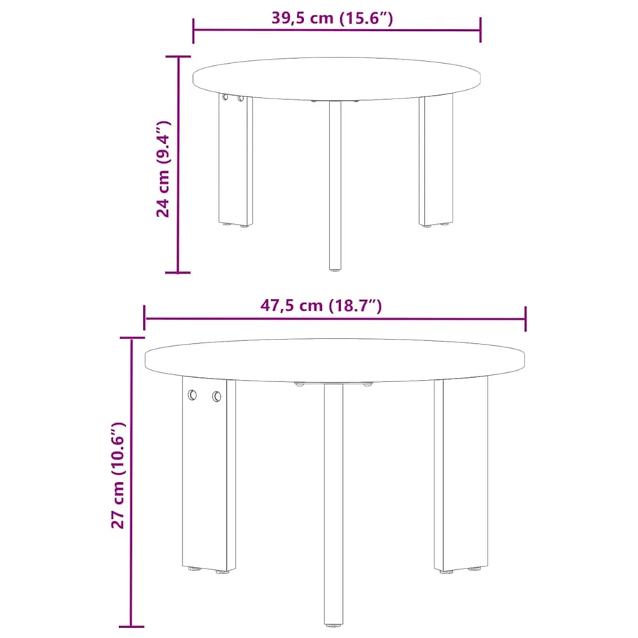 Table basse 2 pcs Brun cire Bois de pin massif - 16