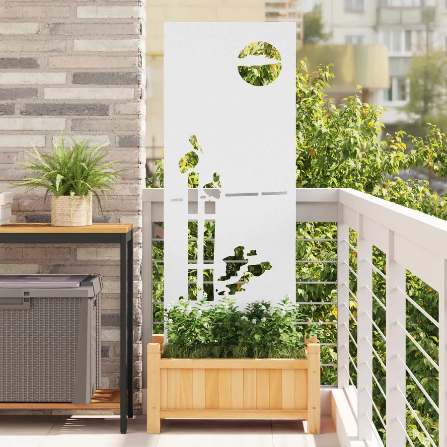 Écran de confidentialité de jardin Fretwork Blanc 50 x 140 cm