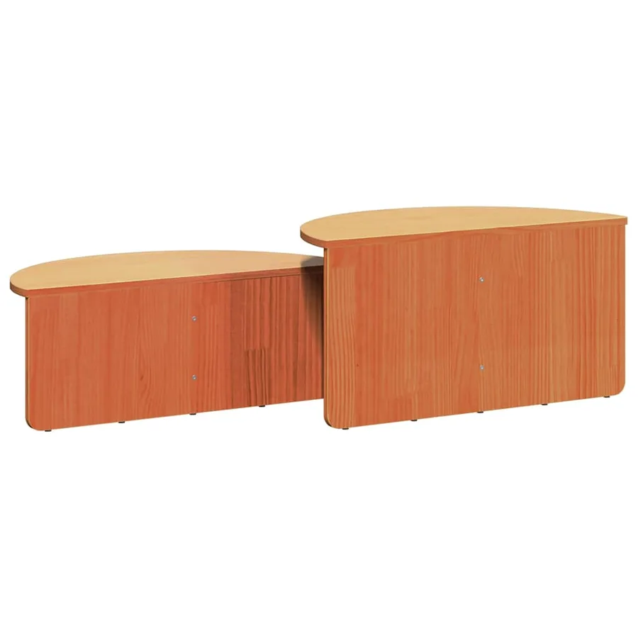 Table basse 2 pcs Brun cire Bois massif en pin - 11