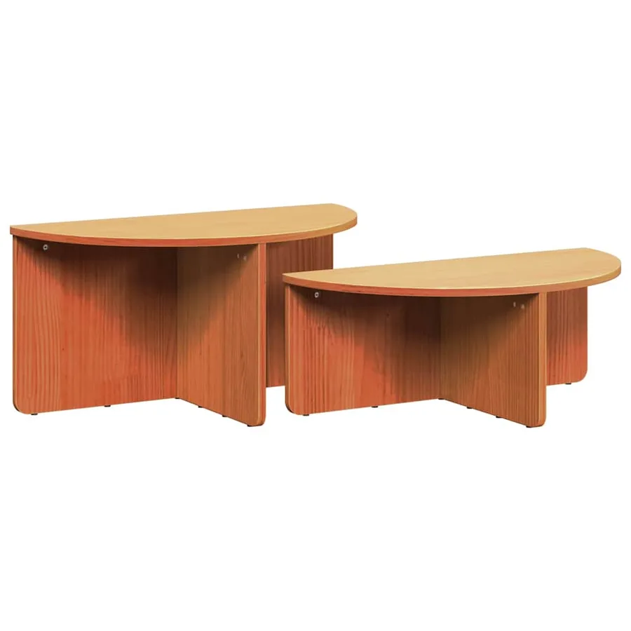 Table basse 2 pcs Brun cire Bois massif en pin - 2