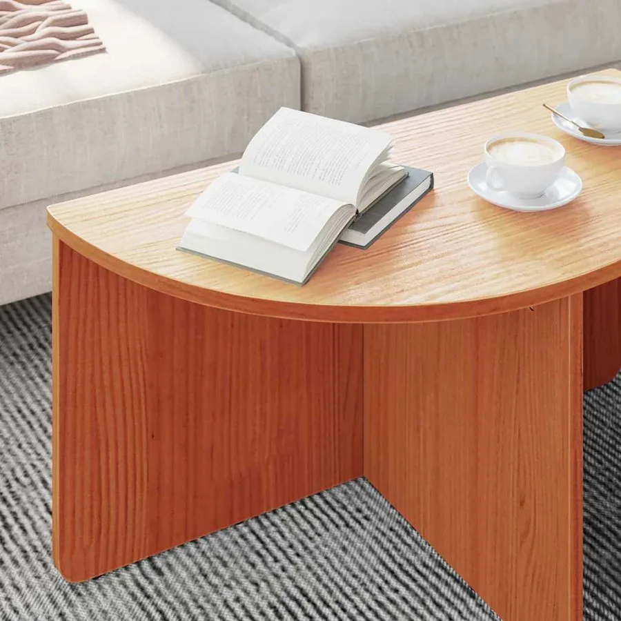 Table basse 2 pcs Brun cire Bois massif en pin - 5