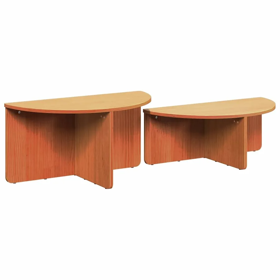 Table basse 2 pcs Brun cire Bois massif en pin - 6