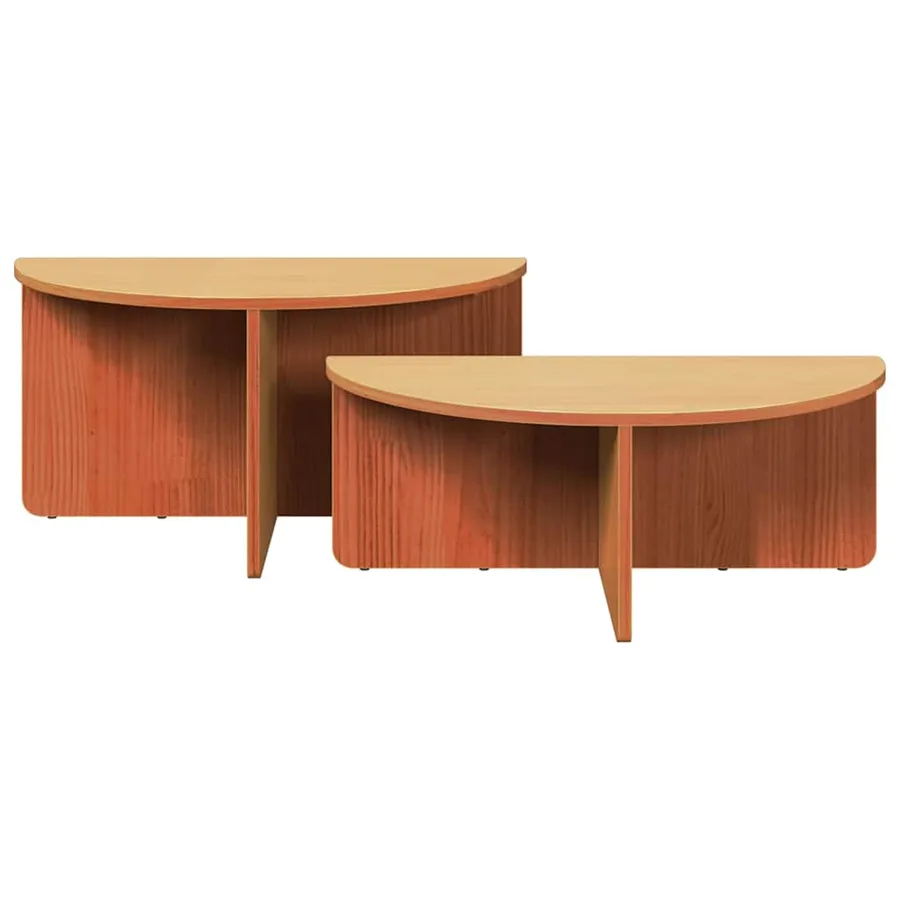 Table basse 2 pcs Brun cire Bois massif en pin - 9