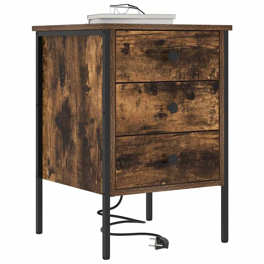 Cabinet de chevet avec tiroir 2 pcs Chêne fumé 42 x 41 x 61 cm - 3
