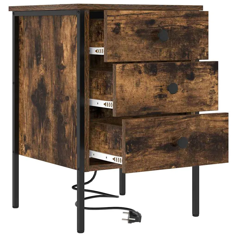 Cabinet de chevet avec tiroir 2 pcs Chêne fumé 42 x 41 x 61 cm - 6