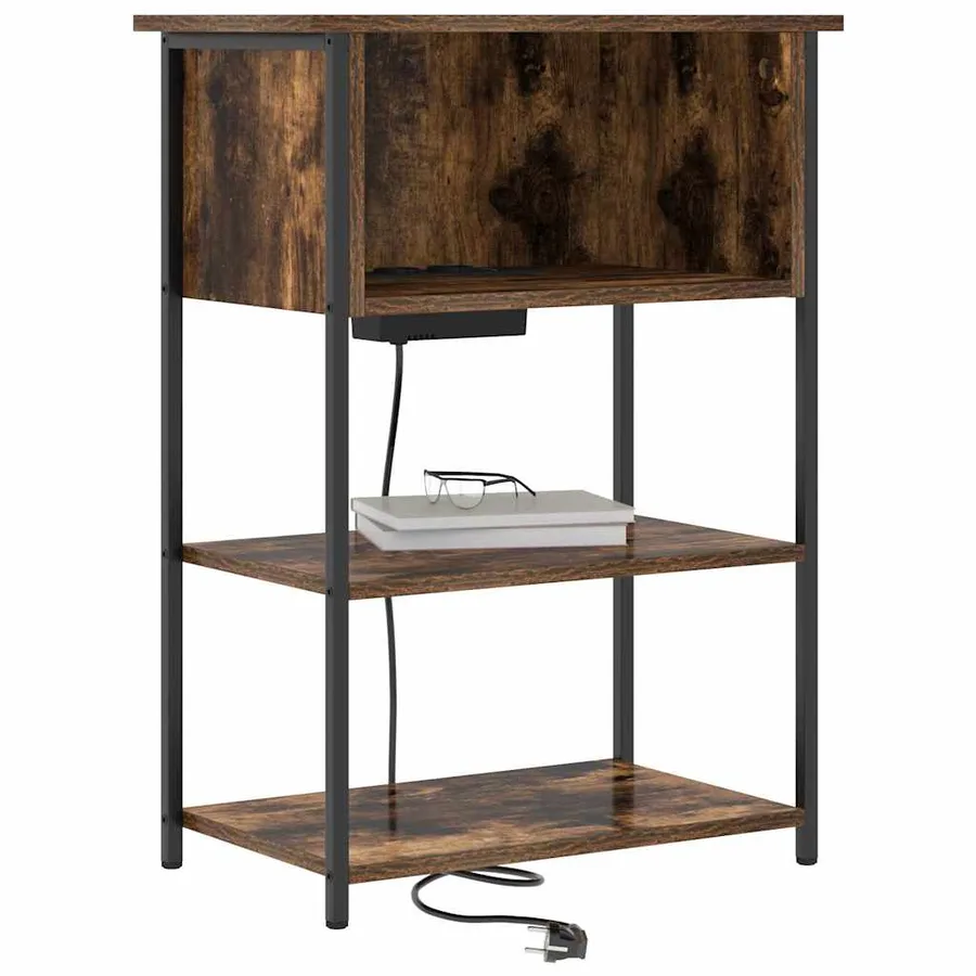 Cabinet de chevet Chêne fumé 55 x 31 x 76 cm Bois d'ingénierie - 3