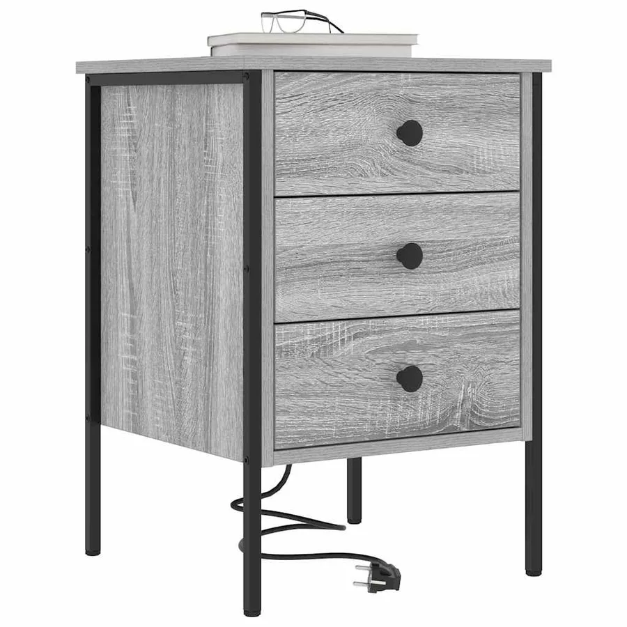 Cabinet de chevet avec tiroir 2 pcs Gris Sonoma 42 x 41 x 61 cm - 3