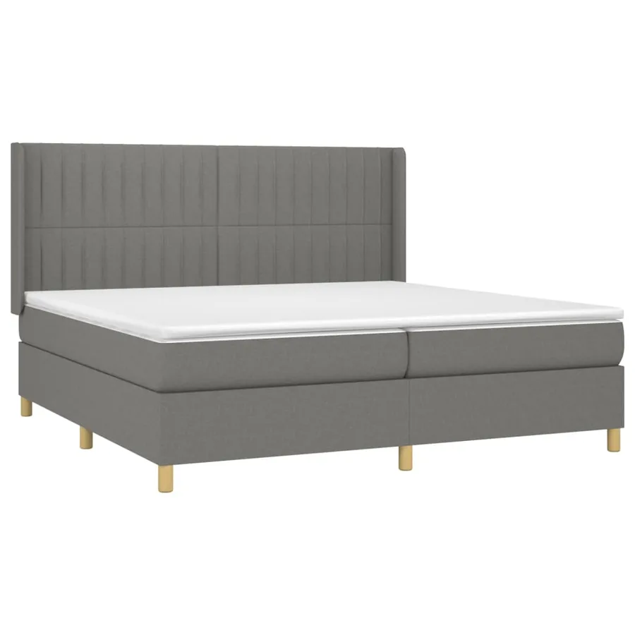 Sommier à lattes de lit matelas LED Gris foncé 200x200 cm Tissu - 4