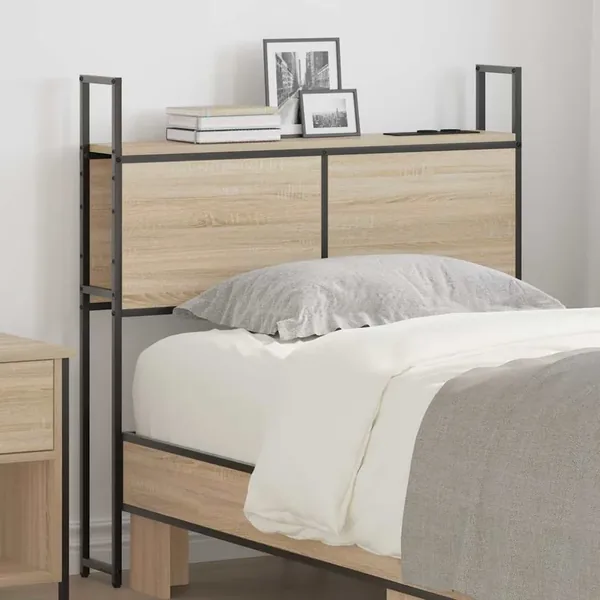Headboard de Rangement avec Station de Charge Chêne sonoma