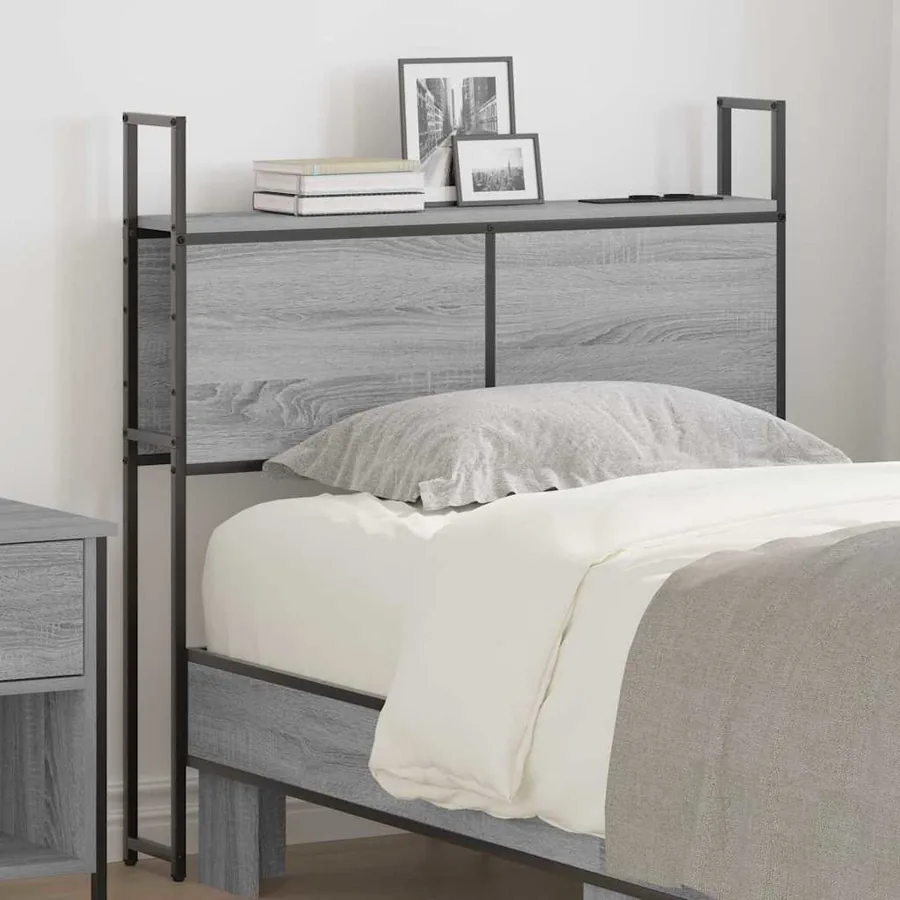 Headboard de Rangement avec Station de Charge Sonoma gris
