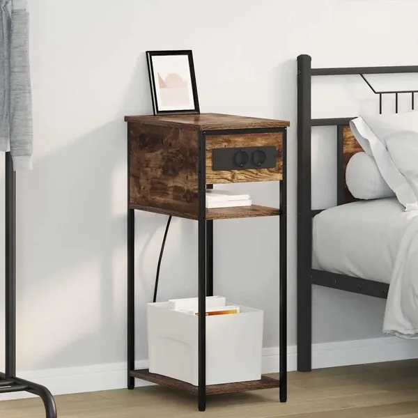 Cabinet de chevet Chêne fumé 41 x 28 x 76 cm Bois d'ingénierie